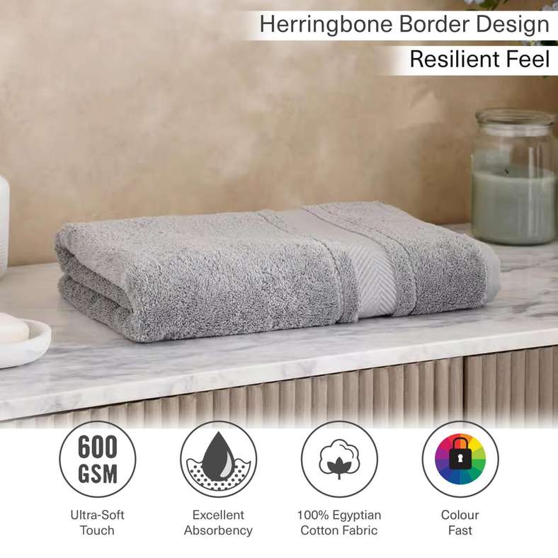 Pan Home منشفة استحمام قطنية فاخرة رمادية 90x150 سم - Image 5