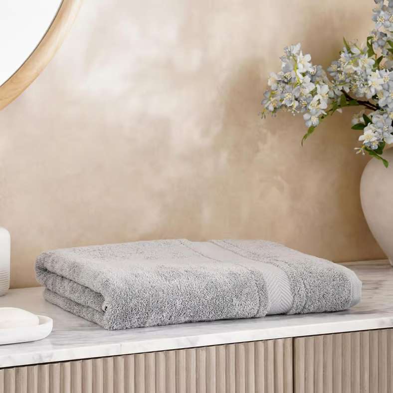 Pan Home منشفة استحمام قطنية فاخرة رمادية 90x150 سم - Image 1