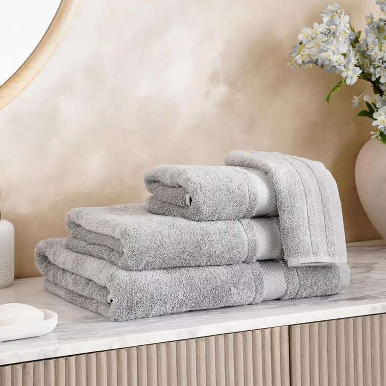 Pan Home منشفة استحمام قطنية فاخرة رمادية 90x150 سم - Image 3