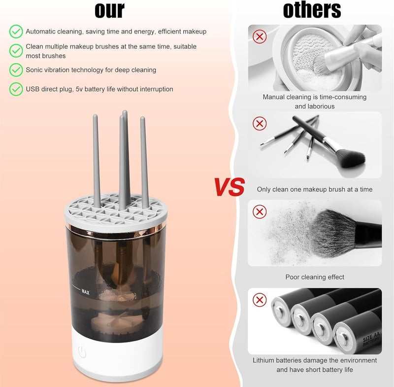 ZEELPETAL Makeup Brush Cleaner Make up Brush Cleaner Machine USB Automatic Makeup Brush Cleaner Makeup Brush Cleaner Machine Tool Set to Wash Dry Most Size Brushes for Women Wife 1pc Multi - Image 5