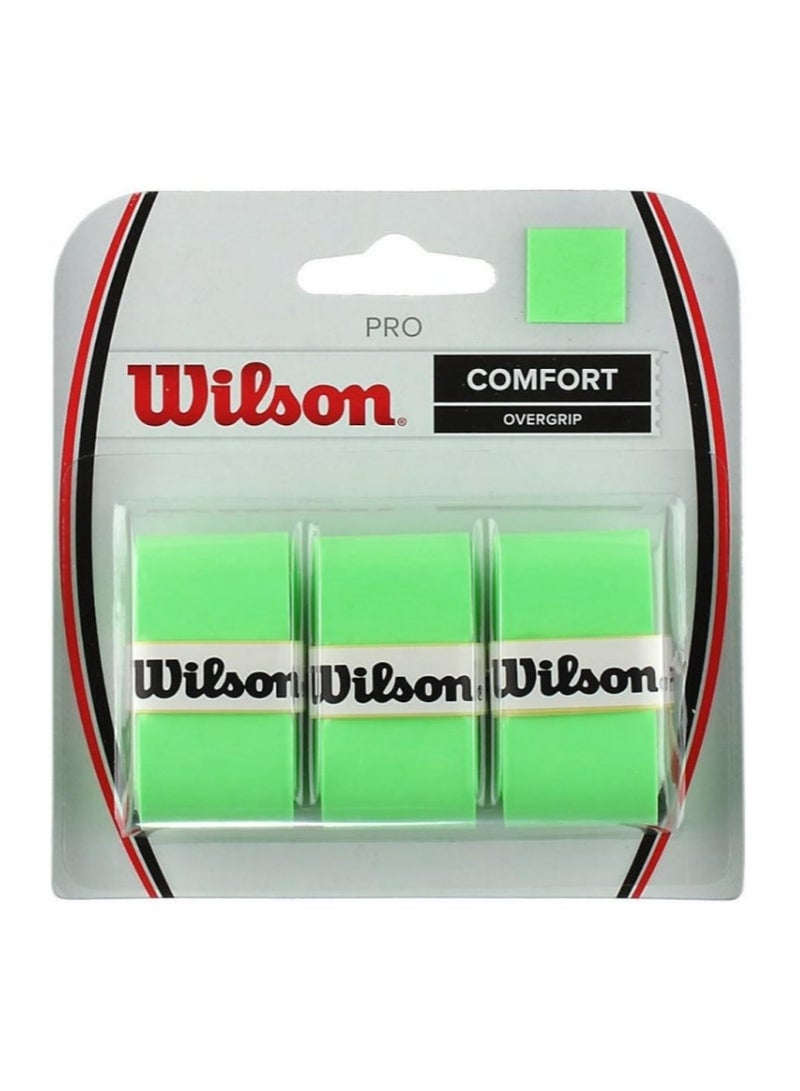 Wilson Pro Comfort Overgrips Pack Of 3Pcs Green
