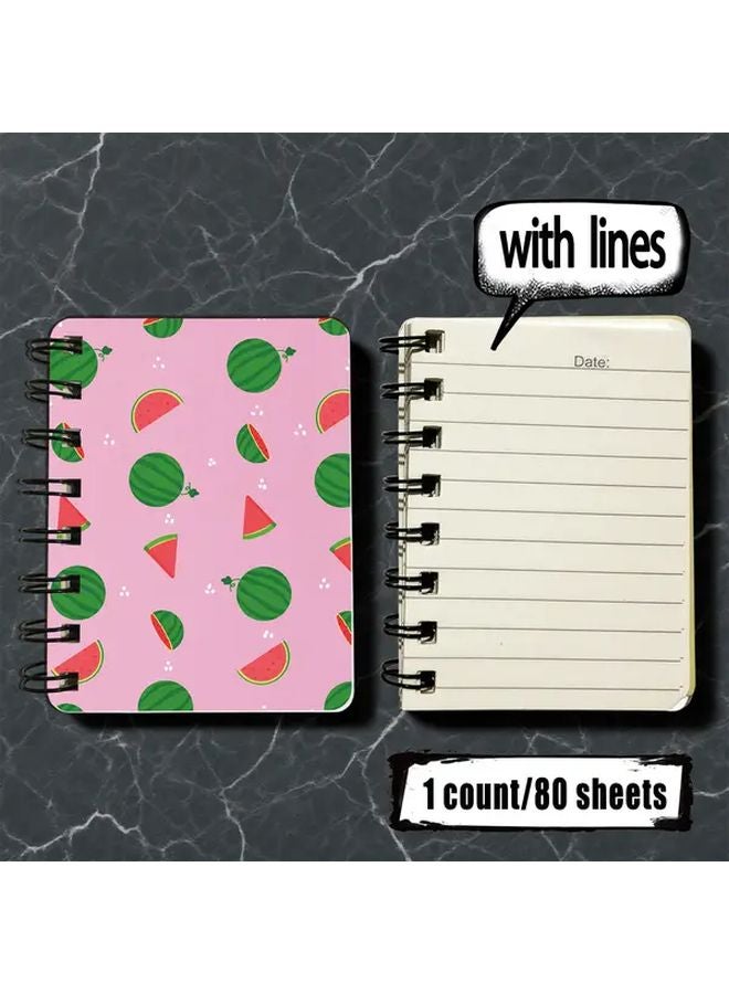Pink Cute Fruit Themed Spiral Notebook 80 Sheets Mini Journal With Lines For Travel Diary - Image 1
