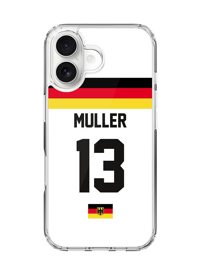 Stylizedd Classic Clear MagSafe Case for iPhone 17 , Hybrid Soft Case Flexible Edges Anti Drop TPU PC Gel Thin Transparent Cover [ Designed for iPhone 17 ] - Football Team - Germany, Player Name - Muller