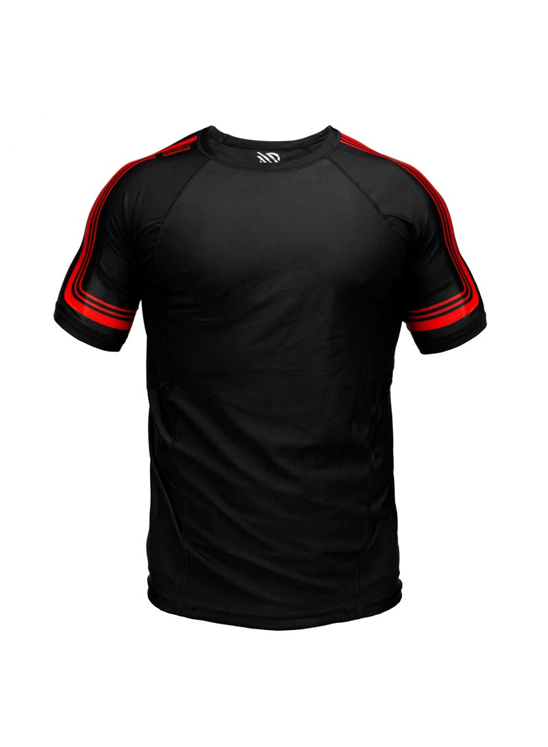 Sanabul  Sanabul Core Short Sleeve Rash Guard – Quick Dry Compression Shirt for Men - LARGE - BLACK/RED - Image 1