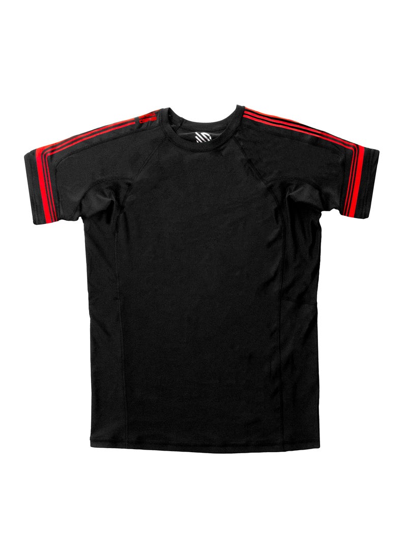 Sanabul  Sanabul Core Short Sleeve Rash Guard – Quick Dry Compression Shirt for Men - LARGE - BLACK/RED - Image 3