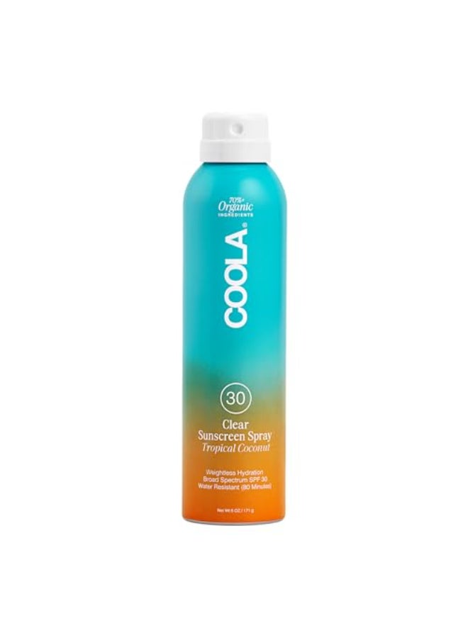 COOLA Organic Sunscreen SPF 30 Sunblock Spray Dermatologist Tested Skin Care for Daily Protection Vegan and Gluten Free Tropical Coconut 6 Fl Oz - Image 1