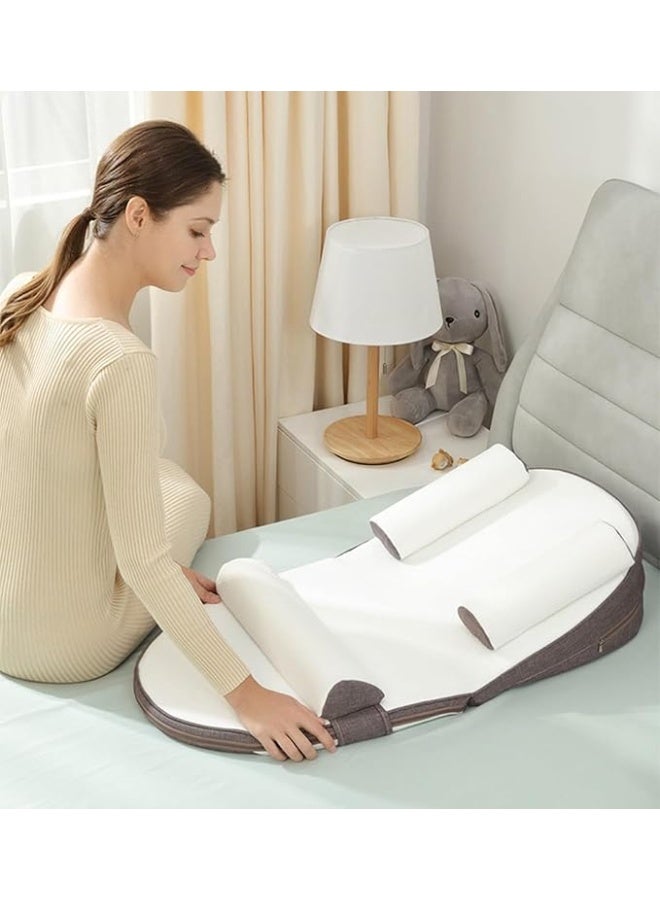 أجريون وسائد رضاعة أطفال مضادة للانسكاب والاختناق، صالة أطفال، عش سرير سفر فائق النعومة، قابل لضبط الارتفاع 0-30 درجة يخفف قلس الحليب، مغص معوي، دعم إطعام حديثي الولادة (بني) - Image 5