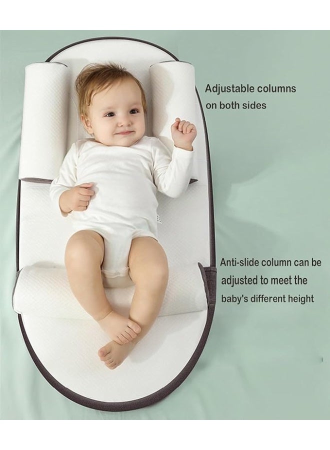 أجريون وسائد رضاعة أطفال مضادة للانسكاب والاختناق، صالة أطفال، عش سرير سفر فائق النعومة، قابل لضبط الارتفاع 0-30 درجة يخفف قلس الحليب، مغص معوي، دعم إطعام حديثي الولادة (بني) - Image 2