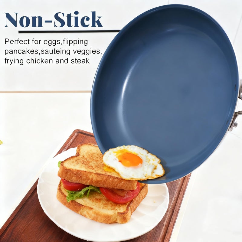 Ephaclad Stainless Steel Nonstick Frying Pan,8 Inch Healthy Non Toxic Ceramic Coating Cookware Works on Induction, Electric Stove and Gas Cooktops,PTFE PFAS PFOA Free Skillet,Dishwasher&Oven Safe - Image 2