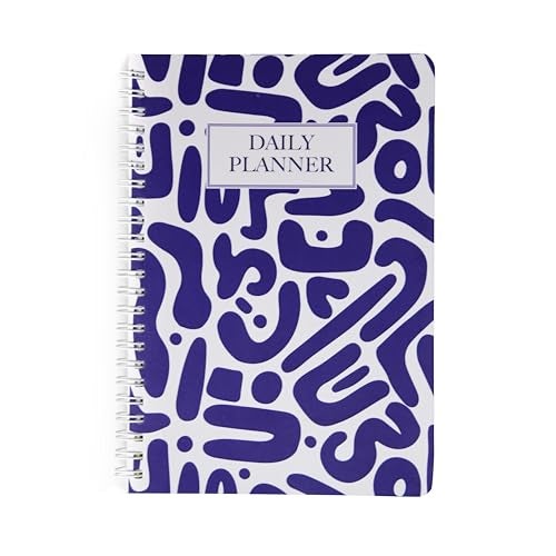 Papboo A5 Hardcover, Hardbound Undated Daily Planner For 3 Months, Schedule Your Day, Manage To-do List, Goals Tracker,Wellness Tracker,With cool Sticker sheet (Blue White) - Image 1