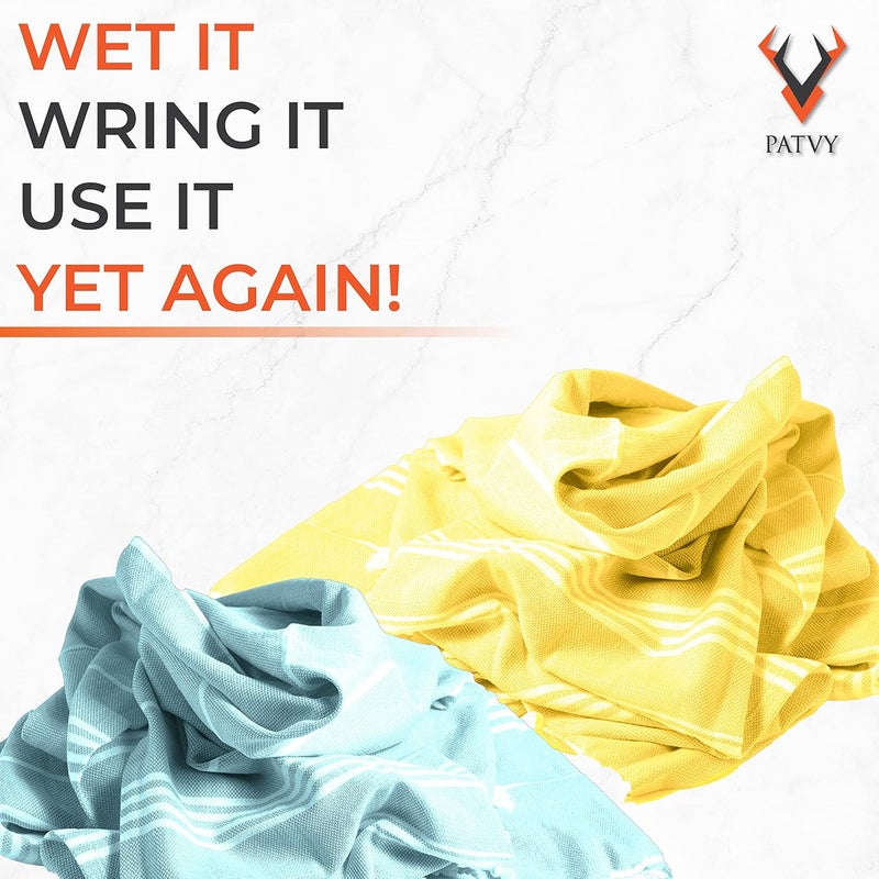 PATVY Bath Towels| Light Weight Turkish Style Bath Towels for Men Large Size Cotton|75 x 150cm Quick Absorption &Faster Drying Bath Towel for Women| 100% Cotton(Pack of 2, Yellow & Water Green) - Image 3