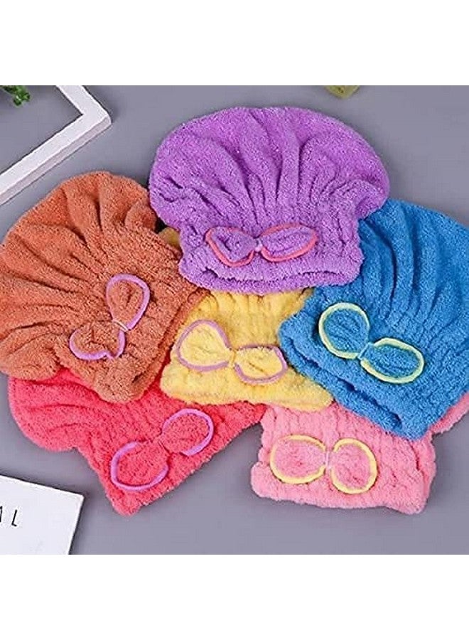 Generic Microfiber Hair Drying Cap with Bow Detail, Quick-Dry Towel Head Wrap, Multi Colour - Image 2