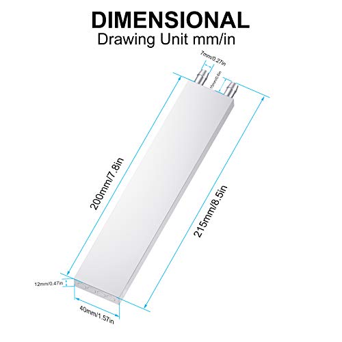 DIYhz Aluminum Water Cooling Block, Liquid Water Cooler Heat Sink System for PC Computer CPU Graphics Radiator Heatsink Endothermic Head Silver 2pcs(40mm x 200mm x 12mm) - Image 3
