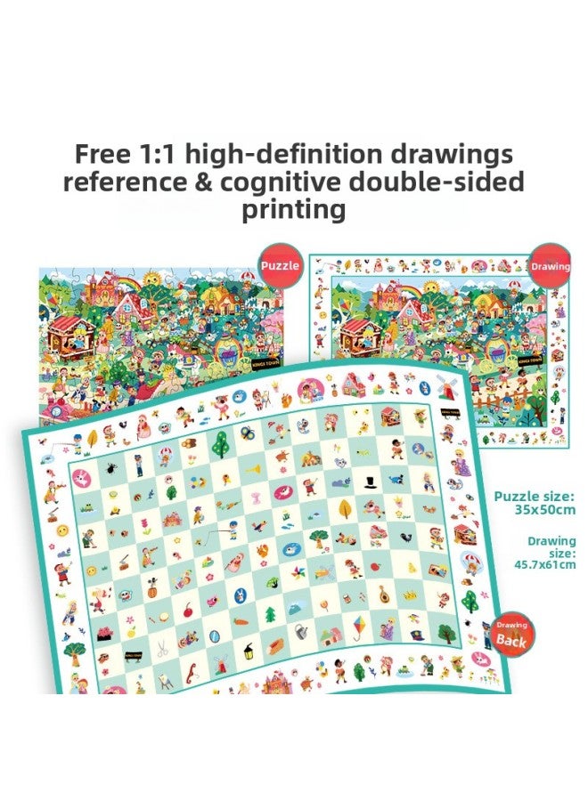 حكايات خرافية أصلية قديمة رسوم توضيحية للأطفال 100/200 قطعة ألغاز تحدي معرفي على الوجهين اختبار العين - اللون: ملابس الإمبراطور 104 قطعة 2142 قطعة - Image 4