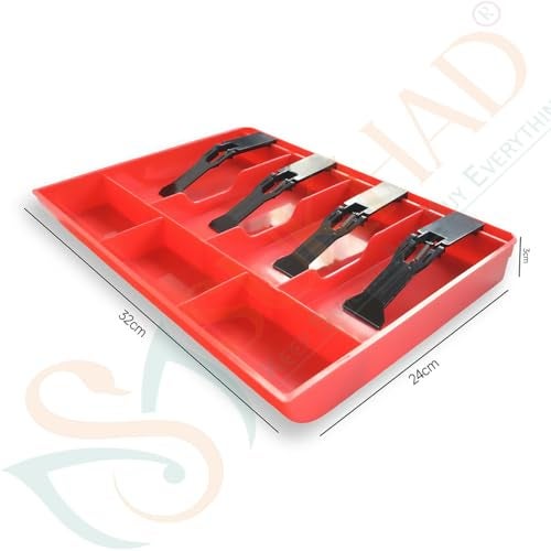 SUKHAD ABS Plastic Cash Drawer, 4 Cash And 3 Coin Organizer For Supermarket, 7 Slot, 32.2 X 3.5 X 24.5 Cm, Red,Inside - Image 4