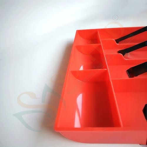 SUKHAD ABS Plastic Cash Drawer, 4 Cash And 3 Coin Organizer For Supermarket, 7 Slot, 32.2 X 3.5 X 24.5 Cm, Red,Inside - Image 5