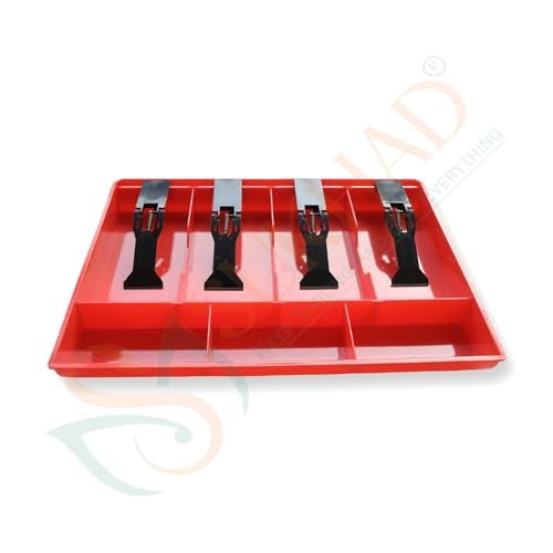 SUKHAD ABS Plastic Cash Drawer, 4 Cash And 3 Coin Organizer For Supermarket, 7 Slot, 32.2 X 3.5 X 24.5 Cm, Red,Inside - Image 2