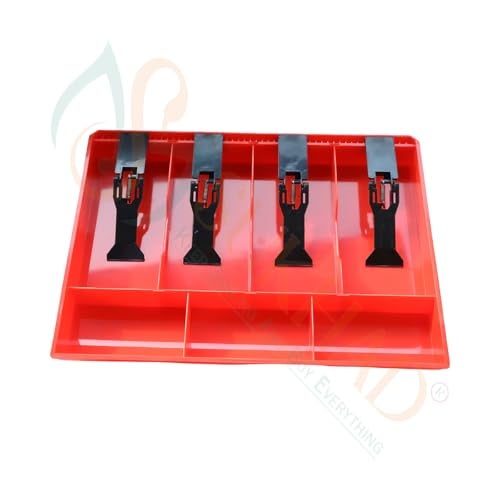 SUKHAD ABS Plastic Cash Drawer, 4 Cash And 3 Coin Organizer For Supermarket, 7 Slot, 32.2 X 3.5 X 24.5 Cm, Red,Inside - Image 3