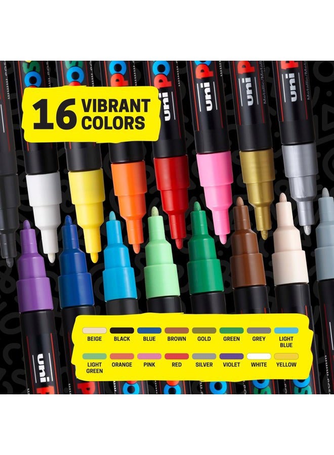 Uni Posca Acrylic Paint Marker Set, Fine - Image 2