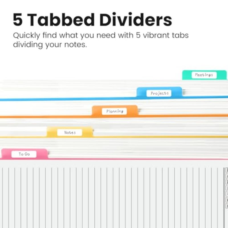 Removable Dividers and Tabs for 8.5" x 11" Spiral Notebook, A4 5 Tab Color Index Dividers with 10 Adhesive Labels, Replacement Accessories for 5 Subject Notebook, Office and Study Organization - Image 5