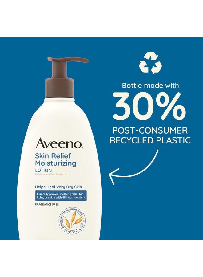 Aveeno Skin Relief Moisturizing Lotion for Very Dry Skin with Soothing Triple Oat & Shea Butter Formula, Dimethicone Skin Protectant Helps Heal Itchy, Dry Skin, Fragrance-Free, 33 fl. oz - Image 4