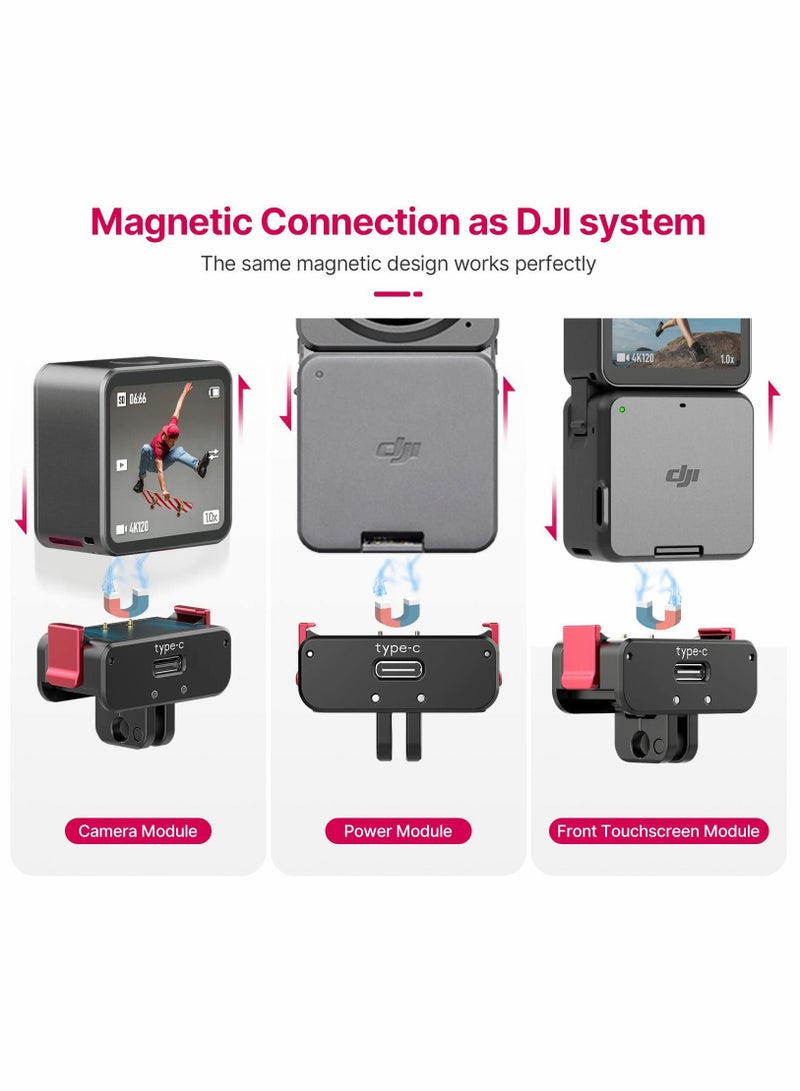 Y&D Charging Tripod Adapter for DJI Action 2, Fast Magnetic Charger Base, 1/4 Interface Connect to Selfie Stick, Vlogging Accessories 2 Power Combo or Dual-Screen - Image 3
