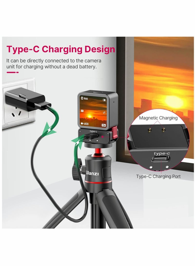 Y&D Charging Tripod Adapter for DJI Action 2, Fast Magnetic Charger Base, 1/4 Interface Connect to Selfie Stick, Vlogging Accessories 2 Power Combo or Dual-Screen - Image 5