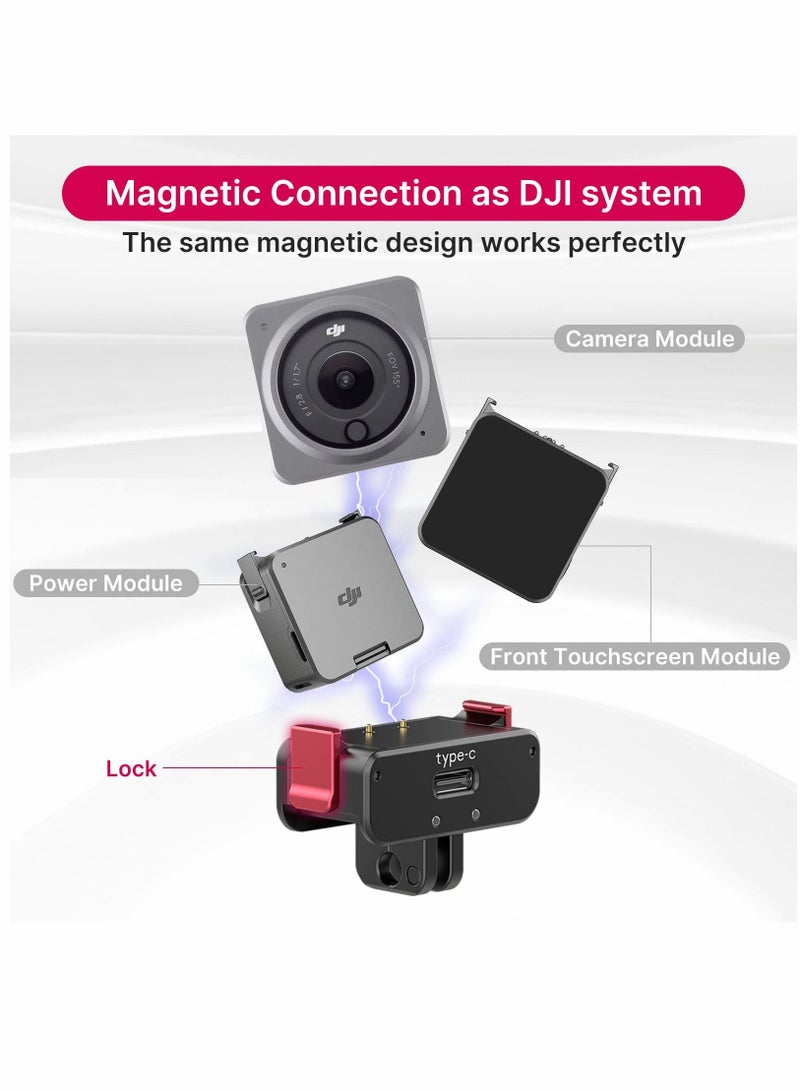 Y&D Charging Tripod Adapter for DJI Action 2, Fast Magnetic Charger Base, 1/4 Interface Connect to Selfie Stick, Vlogging Accessories 2 Power Combo or Dual-Screen - Image 2