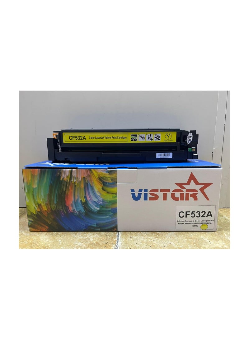 VISTAR 205A Compatible CF532A Yellow Toner Cartridge for HP Color LaserJet Pro M154, M180fdn, M181fdw - Image 1