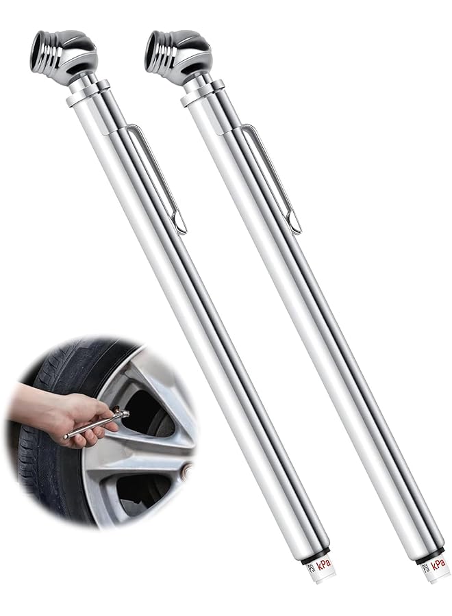 joyzzz Pencil Tire Pressure Gauges, 2 Pack 50 Psi Air Pressure Gauge For Tires, Tire Pressure Gauge With Stainless Steel Body And Metal Made Nozzle, Digital Tire Pressure Gauge Suitable For Most Cars - Image 1
