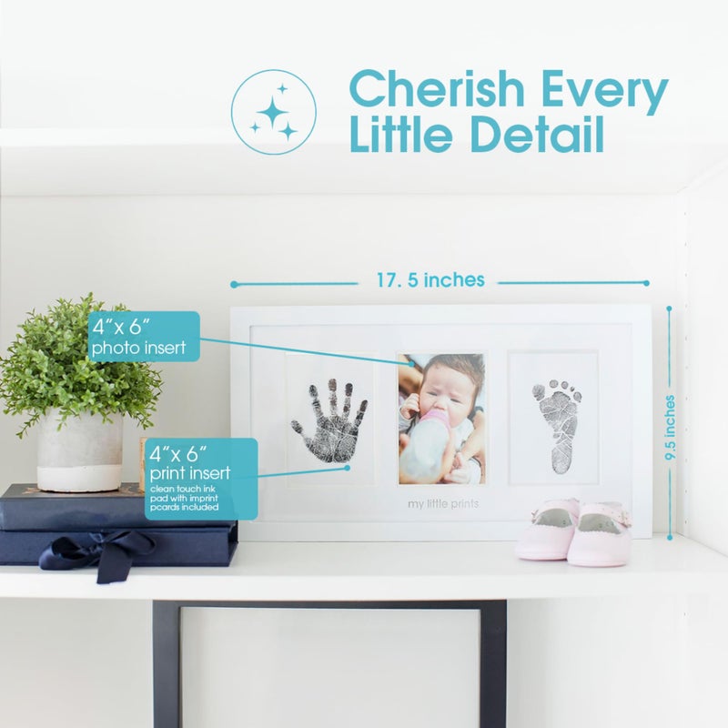 Pearhead Baby Hand and Footprint Kit - Inkless No Mess Clean-Touch Ink Pad, Newborn Keepsake Frame, Nursery Decor Essentials, Perfect Shower Gift for Boys and Girls, White - Image 2