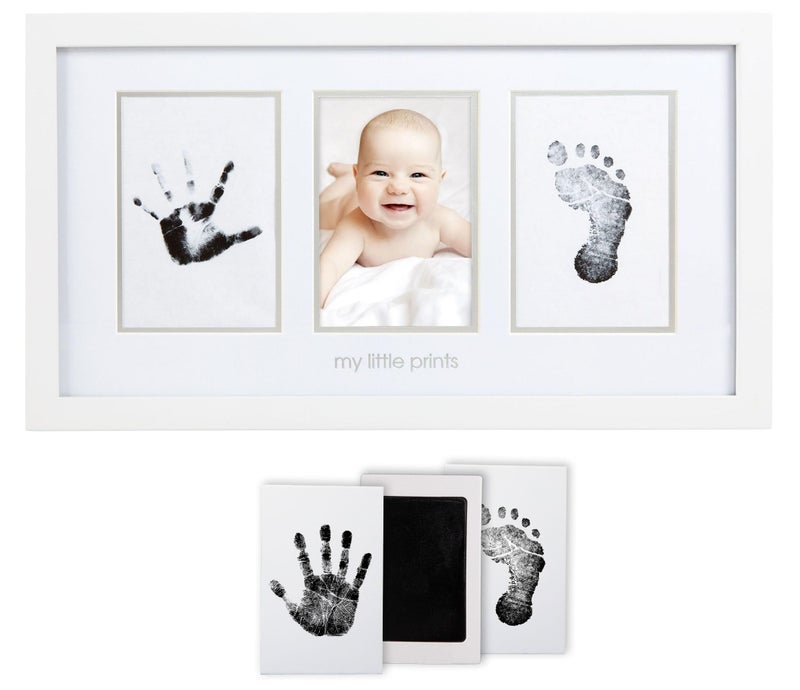 Pearhead Baby Hand and Footprint Kit - Inkless No Mess Clean-Touch Ink Pad, Newborn Keepsake Frame, Nursery Decor Essentials, Perfect Shower Gift for Boys and Girls, White - Image 1