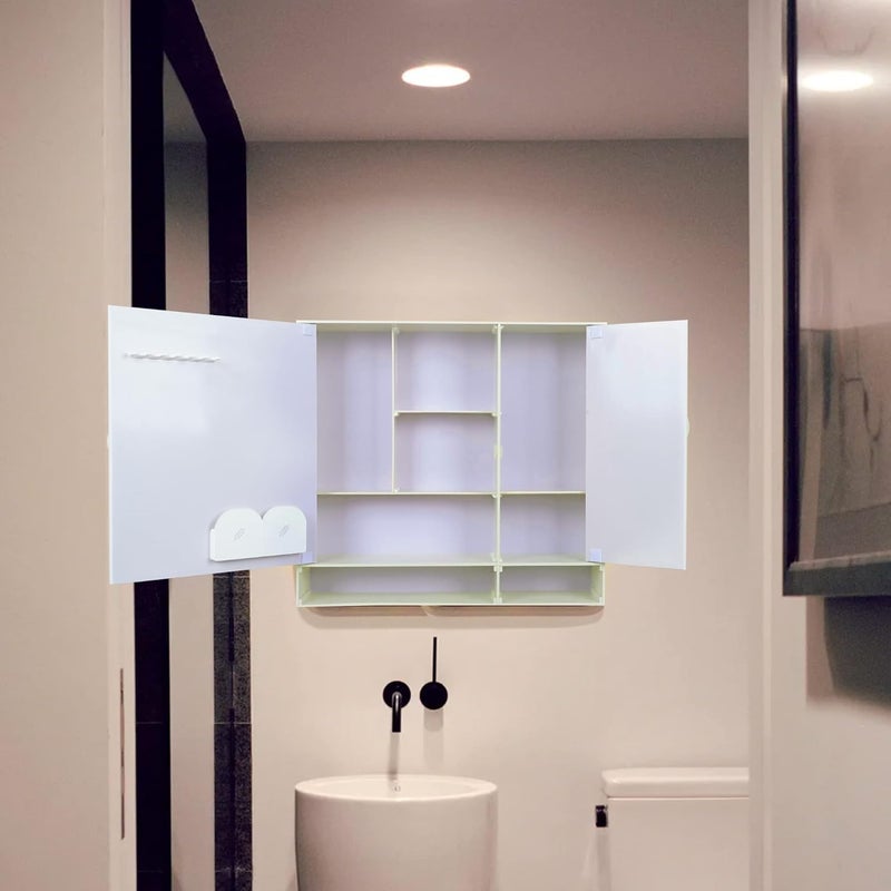 PGen PGen Large Size 20x18x45 Ivory Double Door Luxury Designer Acrylic Cabinet Bathroom Mirror Storage Cabinet Wash Basin Kitchen Medicine Beauty Product Organizer  - Image 5