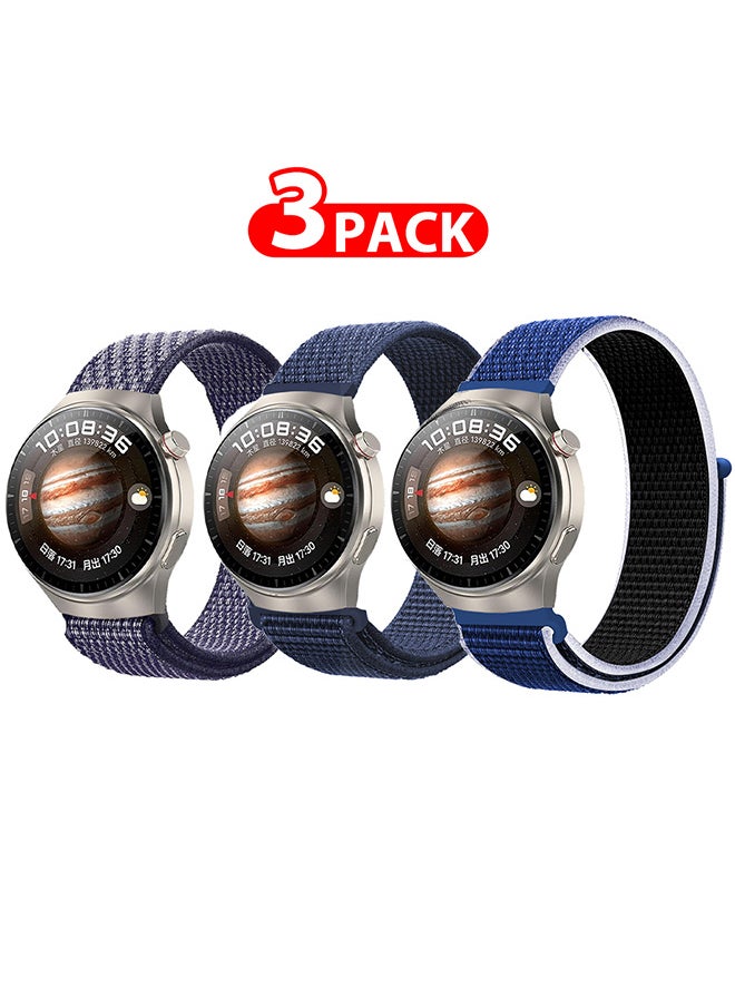 CATANES 3 Pack For Huawei Watch 4 Pro/Huawei Watch 4 Band 22mm Nylon Loop Bracelet Classic Band for Men Women Multicolour  - Image 1