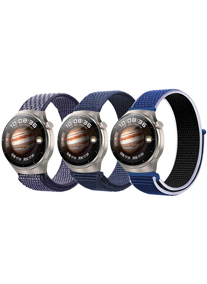 CATANES 3 Pack For Huawei Watch 4 Pro/Huawei Watch 4 Band 22mm Nylon Loop Bracelet Classic Band for Men Women Multicolour  - Image 2
