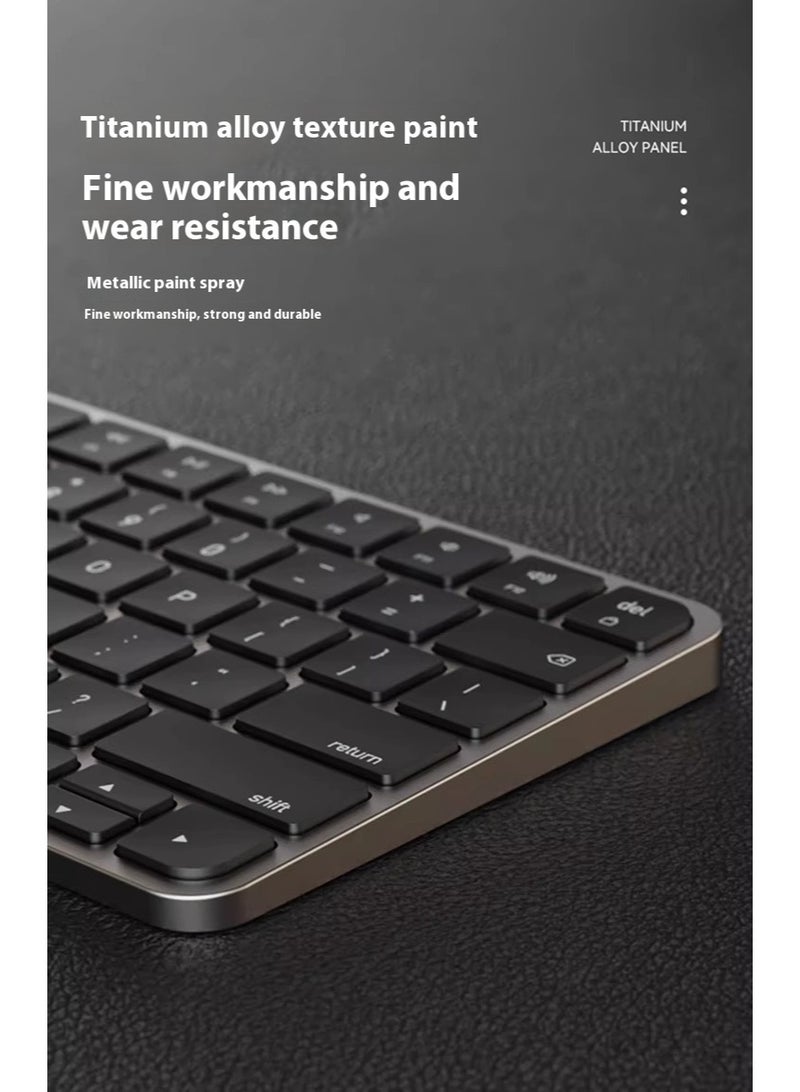 AiQi Tri-Mode Multi-Device Wireless Keyboard – 3 Connection Modes Bluetooth 5.0 2.4G Bluetooth Switching – 78 Scissor Keys Metal Ultra-Thin – Compatible with PC Laptop Tablet Phone All Systems – 14 Multimedia Shortcuts – for Office Travel – Titanium Gray - Image 4