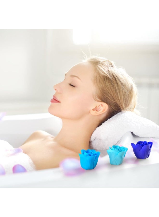 Bath Soap Rose Flower - Floral Scented Rose Petals for Bath, Petals Body Soap in Gift Box for Valentine's Day, Anniversary, Birthday, Mothers Day Gifts for Her(18 Pcs/Box Gradient Blue) - Image 4