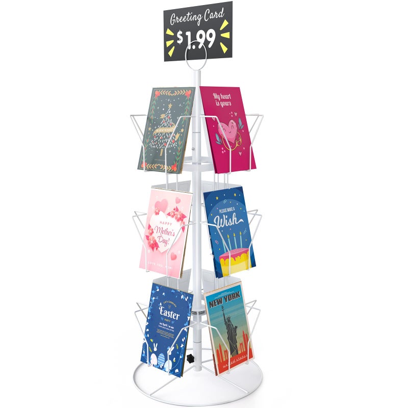 ANBOXIT Greeting Card Display Stand Rotating Rack Holder for Postcard Sticker Retail Metal White