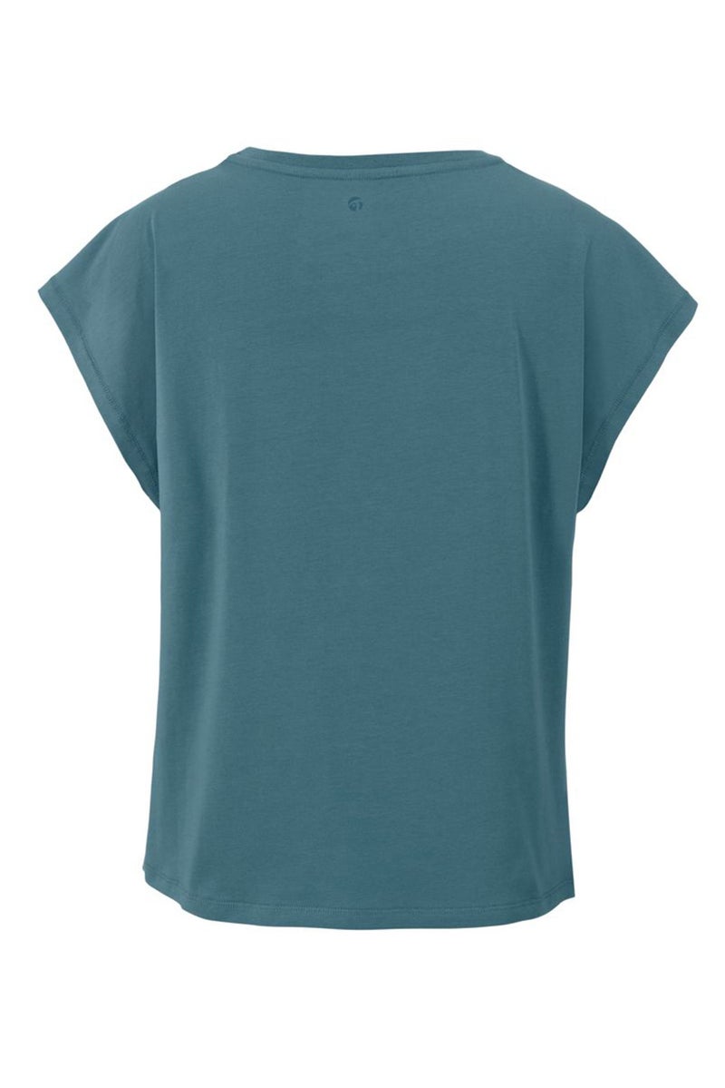 Tchibo Women Sportswear Fit Cap Sleeve Training Top, Teal Green  - Image 3