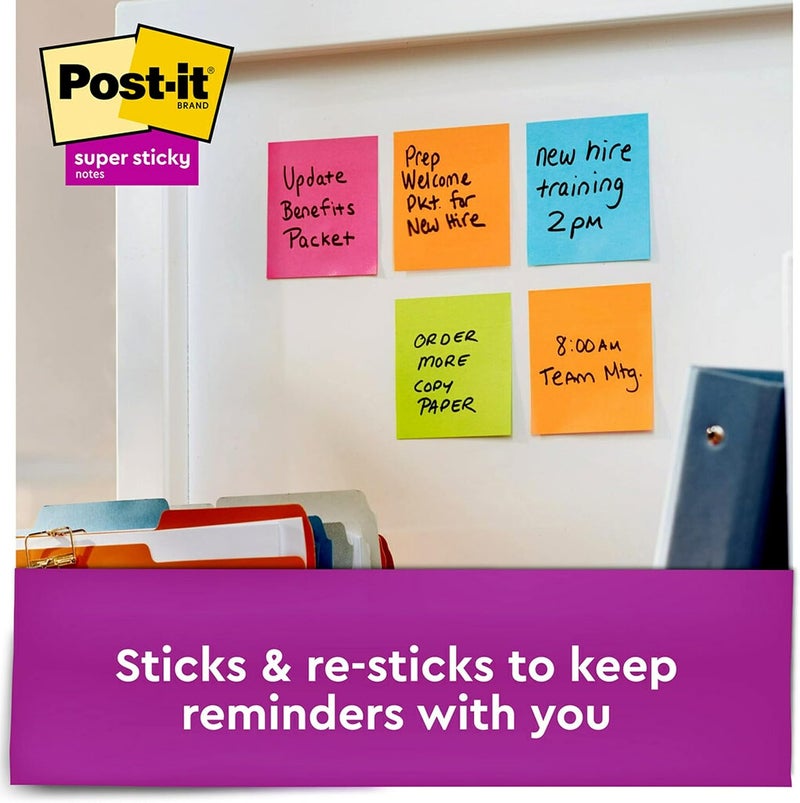 Post It Super Sticky Notes, Assorted Bright Colors, 3x3 in, 15 Pads/Pack, 45 Sheets/Pad, 2X The Sticking Power, Recyclable, Multi-Color - Image 4