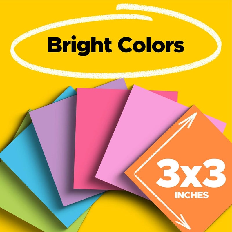 Post It Super Sticky Notes, Assorted Bright Colors, 3x3 in, 15 Pads/Pack, 45 Sheets/Pad, 2X The Sticking Power, Recyclable, Multi-Color - Image 2