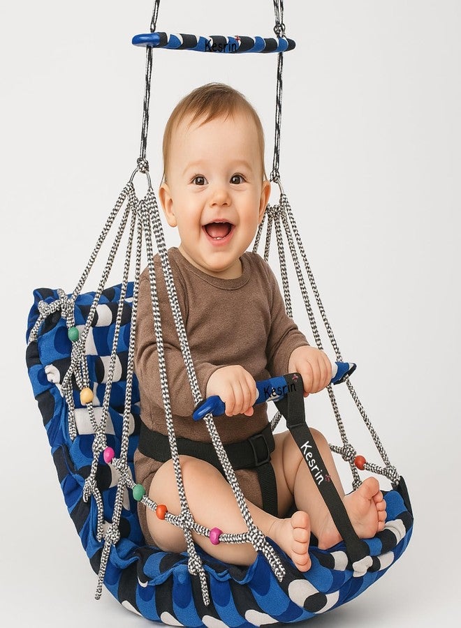 Kesrinplus Baby Swing Jhula for Kids 6 Months to 5 Years - Foldable Washable Cotton Seat with Safety Belt - Indoor Outdoor Hanging Swing Chair for Home Garden Balcony 40 cm Wide Up to 25 kg - Image 1