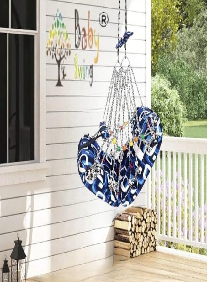 Kesrinplus Baby Swing Jhula for Kids 6 Months to 5 Years - Foldable Washable Cotton Seat with Safety Belt - Indoor Outdoor Hanging Swing Chair for Home Garden Balcony 40 cm Wide Up to 25 kg - Image 4
