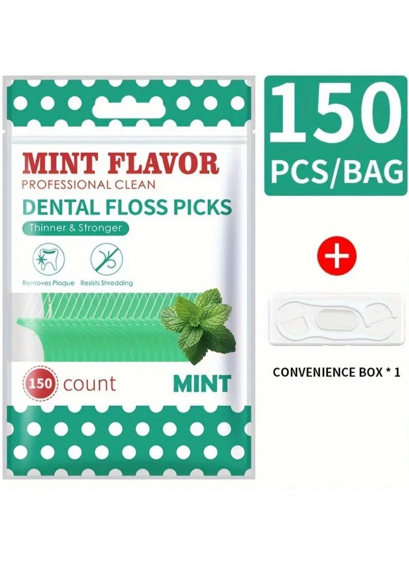 CleanWave - The Pure Effect 150 Mint Dental Floss Picks + FREE Convebience box– Deep Cleaning Flossers for Healthy Oral Care, Travel-Friendly & Hygienic for Daily Use  - Image 1