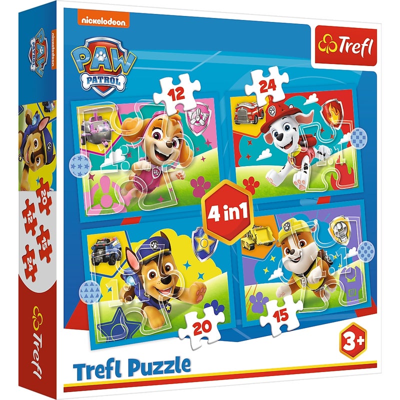Trefl - Paw Patrol Running Pupies 4 in 1 Puzzle (12+15+20+24) Pieces - - Image 1