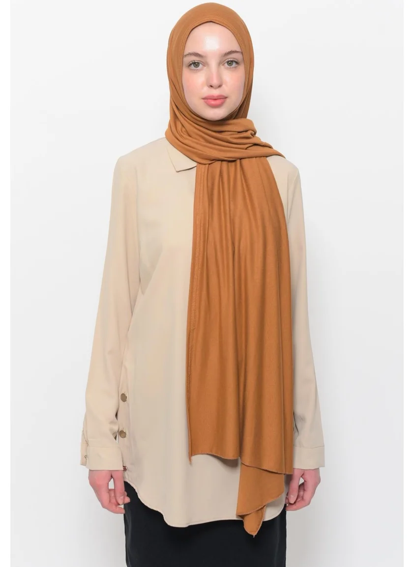 التوبة Ready Practical Interlocking Luxury Organic Plain Combed Cotton Shawl Even Aligned-Tan