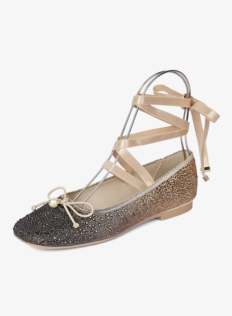 كابلي أحذية باليه مسطحة للنساء