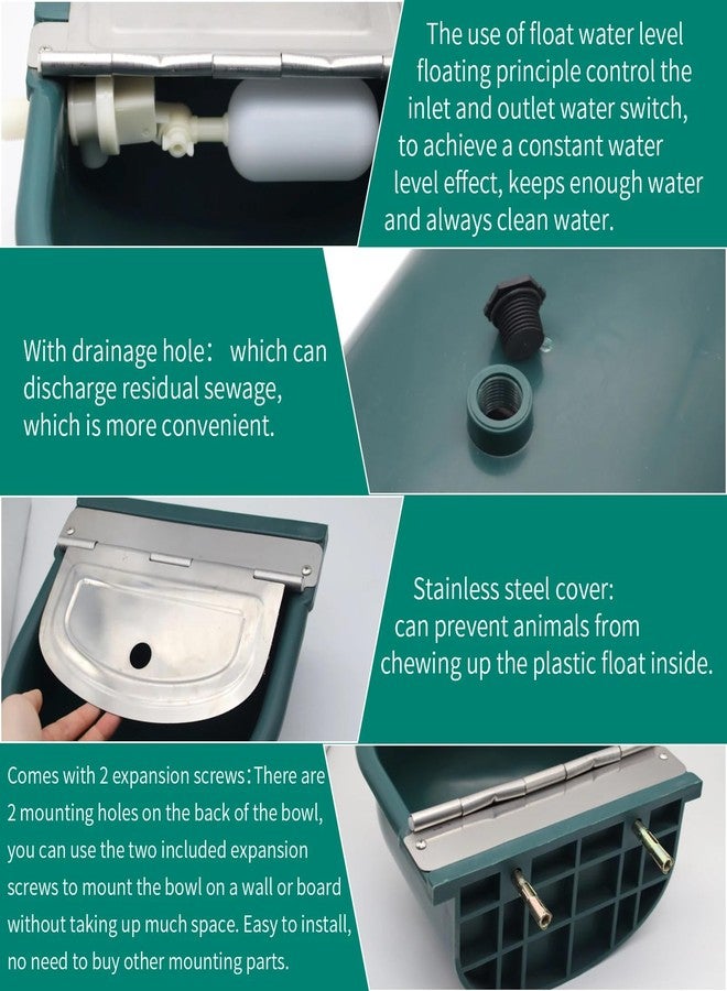 Achicklead Automatic Water Bowl, Livestock Waterer for Cattle Dog Horse Goat Sheep, Outdoor Animal Drinking Water Trough Bowl with Float Valve (39.37 Inch Pipe) - Image 5