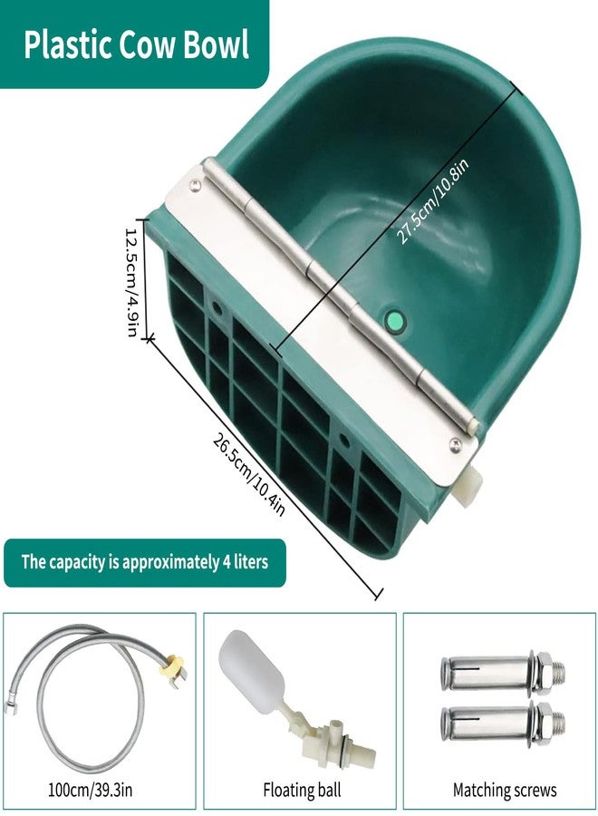 Achicklead Automatic Water Bowl, Livestock Waterer for Cattle Dog Horse Goat Sheep, Outdoor Animal Drinking Water Trough Bowl with Float Valve (39.37 Inch Pipe) - Image 2