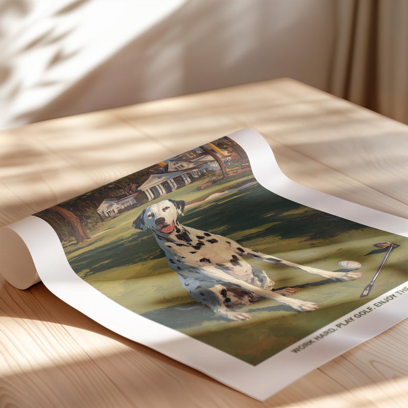 TNESSENTIAL Dalmatian The Good Boy Golf Club Wall Art Poster or Canvas Print, Dog Lover Gift, Golf Course Vintage Dog Painting, Funny Dog Wall Decor - Image 2
